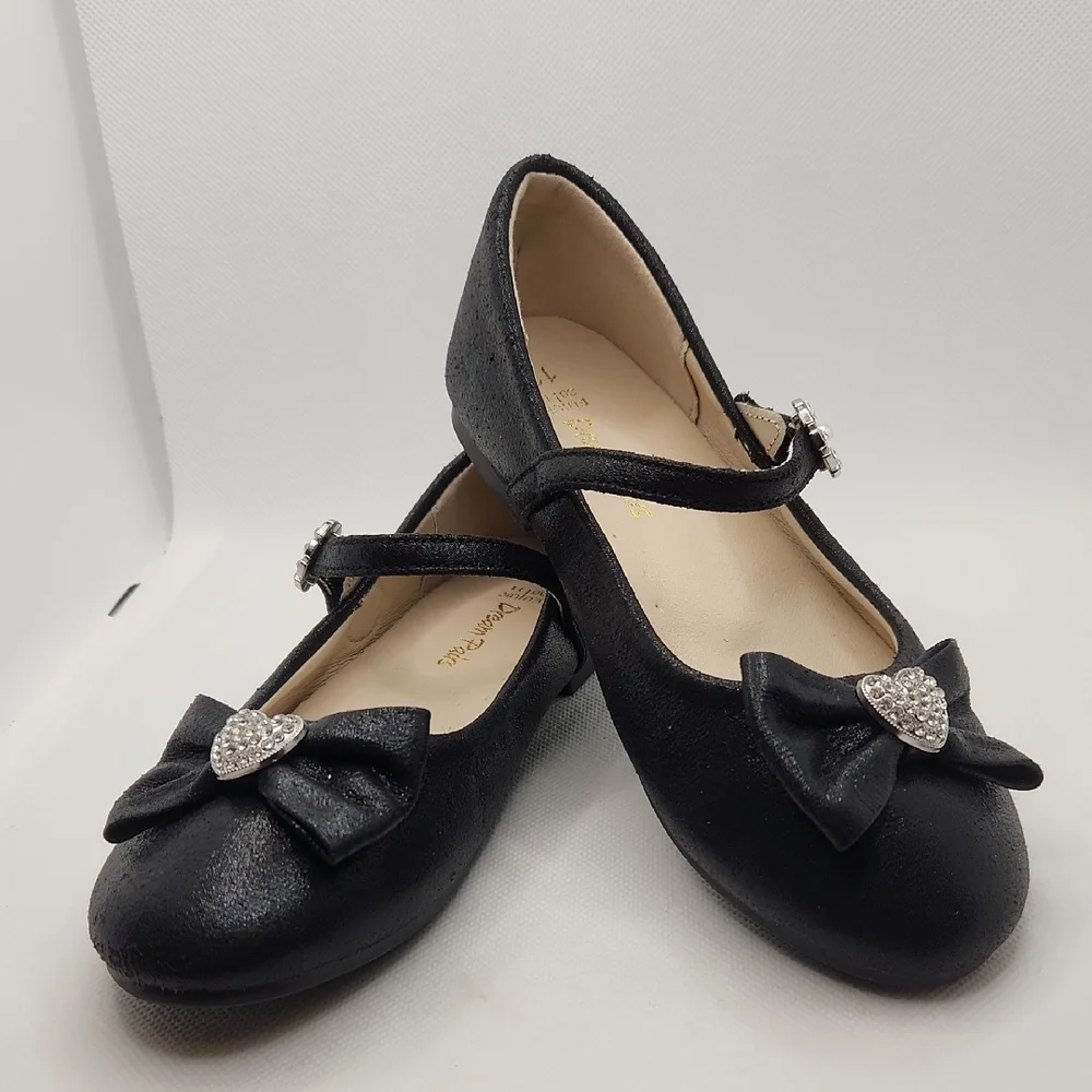 DREAM PAIRS Mary Jane Shoes Heart Rhinestone Front Bow Ballerina Flats Size 12